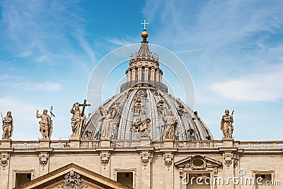Closeup of the famous Basilica of Saint Peter - Vatican city Rome Editorial Stock Photo
