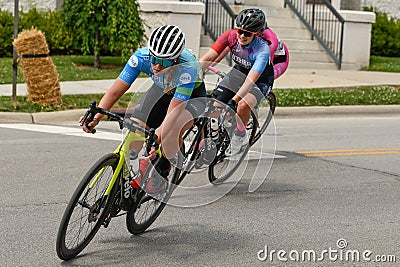 Closeup of female cyclists competing in an inaugural Lebanon Criterium bicycle races Editorial Stock Photo