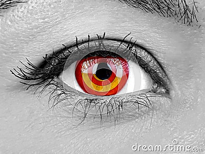 Closeup female eye target goal iris Stock Photo