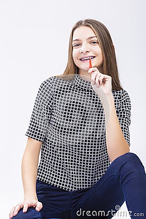 Closeup of Female Teenager Stock Photo