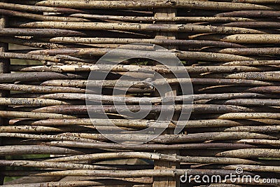 Fence made out of branches of a Willow Stock Photo