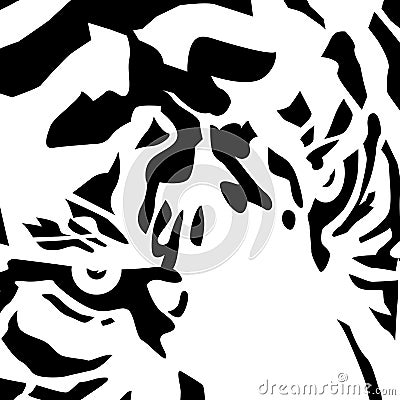Closeup the fierce eyes of a tiger Vector Illustration