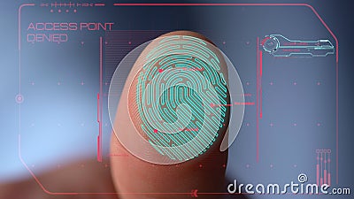 Fingerprint scanner denying access to application failing authorisation process Stock Photo