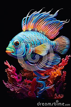 Closeup Fish Page with Specular Highlights and Large Smoke Stock Photo