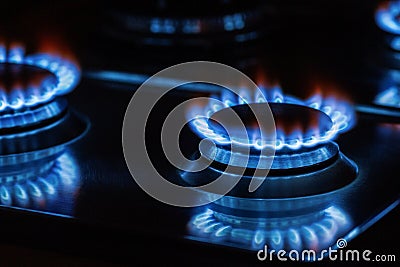 Closeup of flame gas nozzles Stock Photo