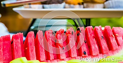 Closeup focus shot of watermelon slices Stock Photo