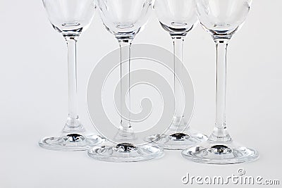 Closeup four champagne goblets. Stock Photo