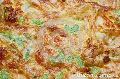 Closeup fragment of an omelette Stock Photo