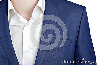 Closeup fragment of suit jacket on prom night for man. Stock Photo