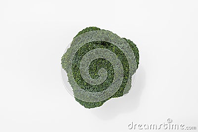Closeup of fresh real broccoli isolated on white Stock Photo