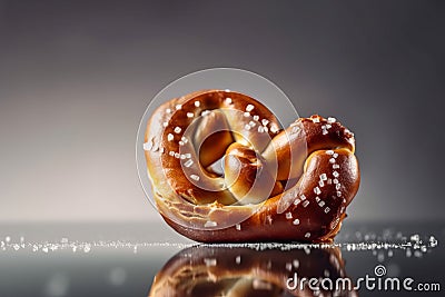 Closeup freshly pretzel. Generate AI Stock Photo