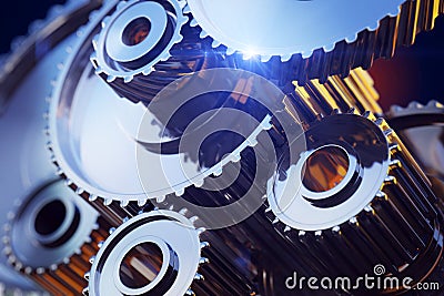 Closeup gear wheels Cartoon Illustration