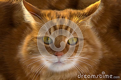 Closeup of a ginger cat Cartoon Illustration