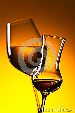 Closeup of glasses with white wine Stock Photo