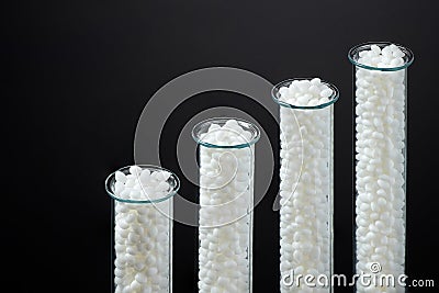 Closeup of a granule of white plastic polymer Stock Photo