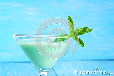 Closeup grasshopper cocktail with mint Stock Photo