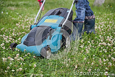 Closeup of grassmower Stock Photo