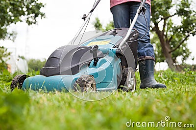 Closeup of grassmower Stock Photo