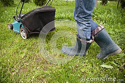 Closeup of grassmower Stock Photo
