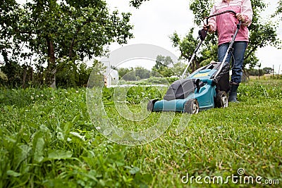 Closeup of grassmower Stock Photo