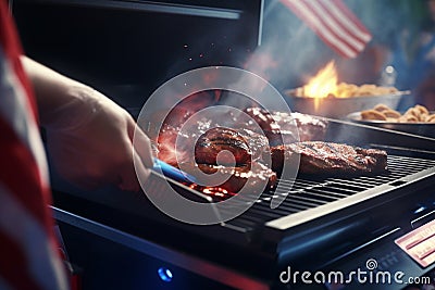 Closeup of a grill master cooking up delicious. Generative ai Stock Photo