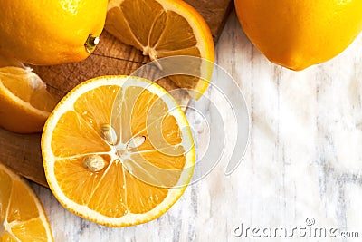 Closeup of halved lemon Stock Photo