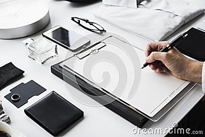Closeup of hand with fountain pen masculinity Stock Photo