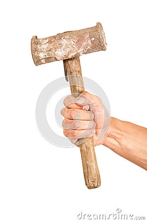 Closeup of hand holding a hammer Stock Photo