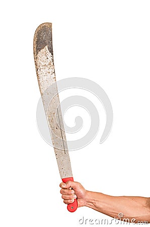 Closeup of hand holding machete Stock Photo