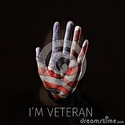 American flag and text I am veteran Stock Photo