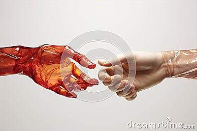 Closeup hand water white background adult person safety friendship liquid concept arm two Stock Photo