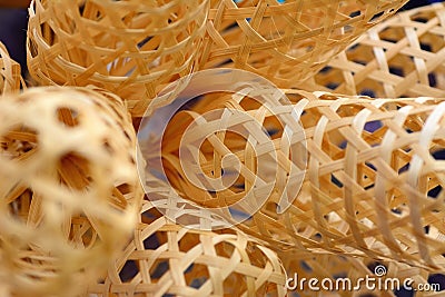 Closeup handmade bamboo weave pattern Stock Photo
