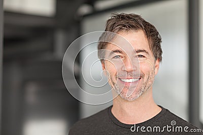 Closeup of a handsome elderly man. He is so happy. Stock Photo