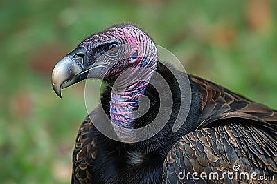 A closeup of the head and neck, showing intricate patterns on its feathers, is captured in high resolution at f/ aperture set Cartoon Illustration