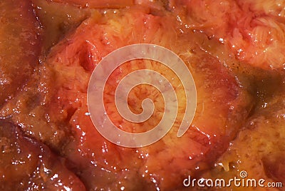 Closeup healthy tasty fabulous juicy sour plum baked at cake Stock Photo