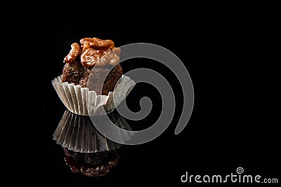 Closeup healthy useful organic handmade candy with walnut Stock Photo