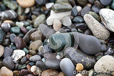 Closeup of a heap of colorful pebbles. Stock Photo