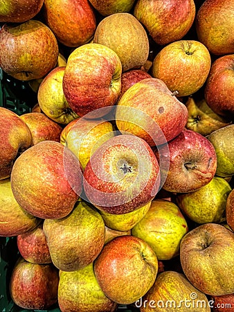 Closeup of a heap of colorful tasty apples Stock Photo