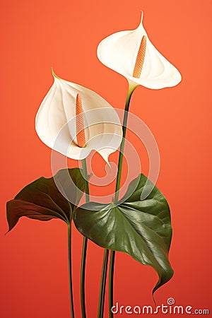 Flower tropical calla red beauty fresh close-up bloom plants green nature colorful Stock Photo