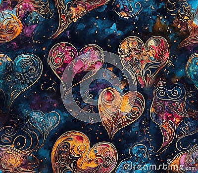 Closeup Heart Pattern Gilded Cosmic Machine Stock Photo