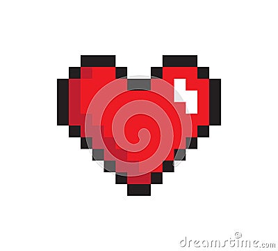 Closeup Heart, Pixel Icon, Vector Illustration Vector Illustration