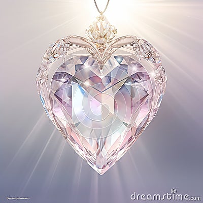 Closeup of a Heart-Shaped Diamond Hanging on a Chain Stock Photo