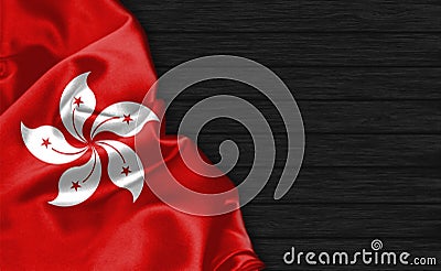 Closeup of Hongkong flag Stock Photo