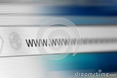 Closeup of Http Address in Web Browser in Shades of Blue - Shallow Depth of Field Stock Photo