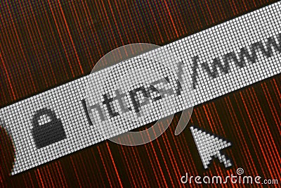 Closeup of Http Address in Web Browser in Shades of red Stock Photo