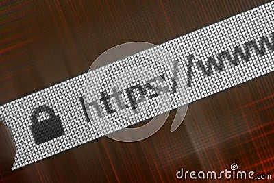 Closeup of Http Address in Web Browser in Shades of red Stock Photo