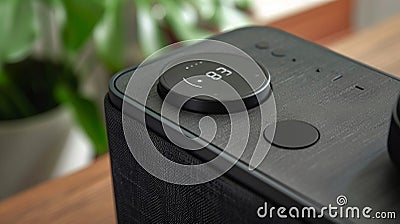 A closeup of the hubs touchsensitive controls allowing users to easily adjust settings or mute notifications with a Stock Photo