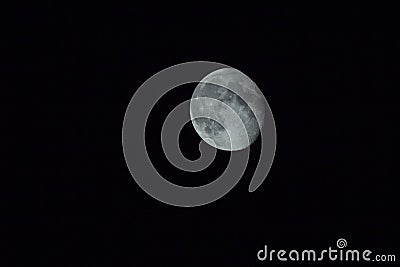 closeup huge moon on night dark sky Stock Photo