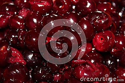 Closeup of hulled cherries Stock Photo