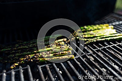 Closeup image of a bunch of asparagus grilled Stock Photo